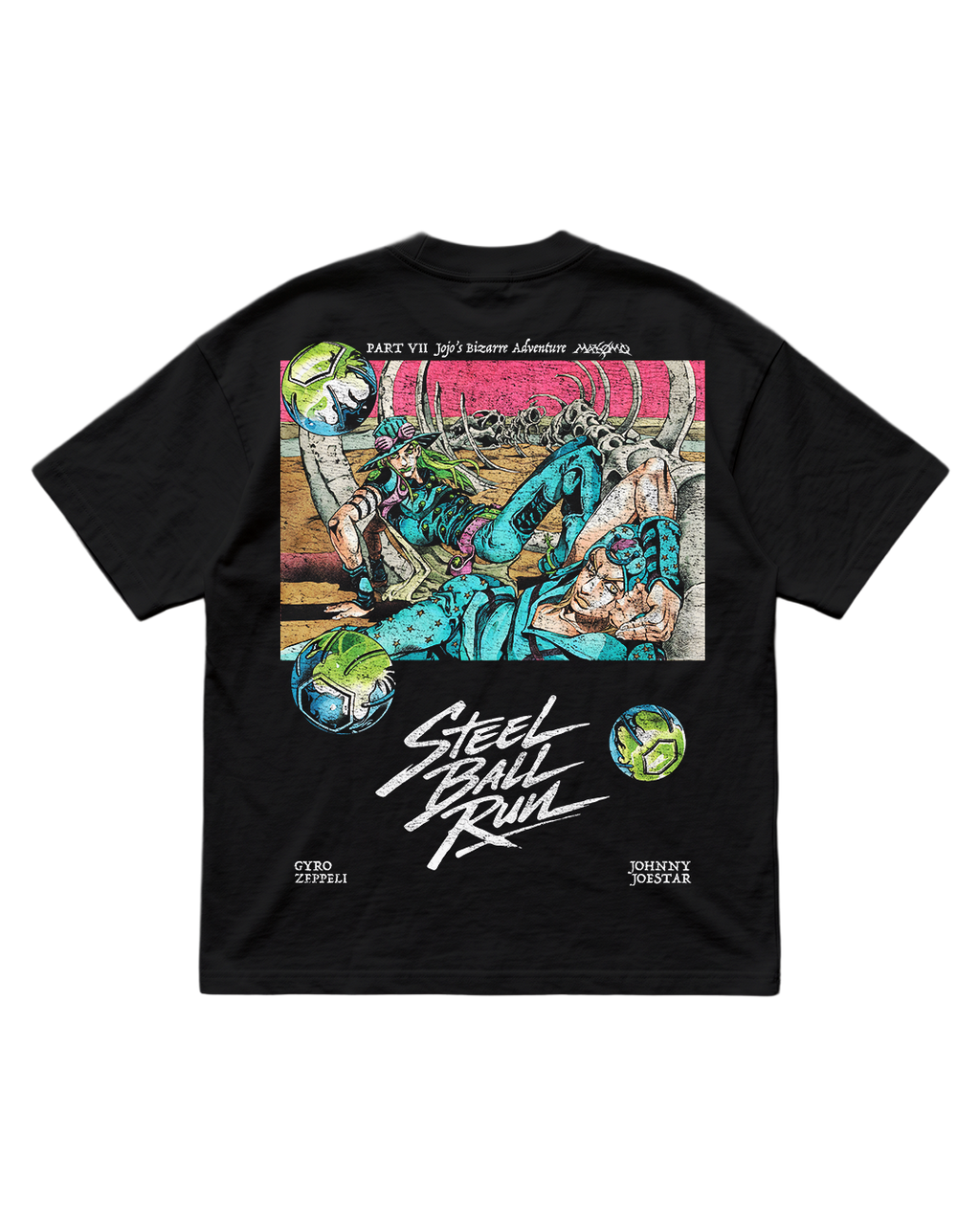 JOHNNY & GYRO  | STEEL BALL RUN | PLAYERA OVERSIZE PREMIUM NEGRA
