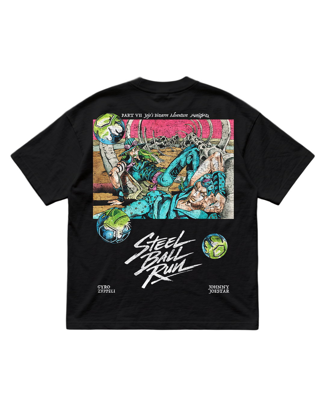 JOHNNY & GYRO  | STEEL BALL RUN | PLAYERA OVERSIZE PREMIUM NEGRA