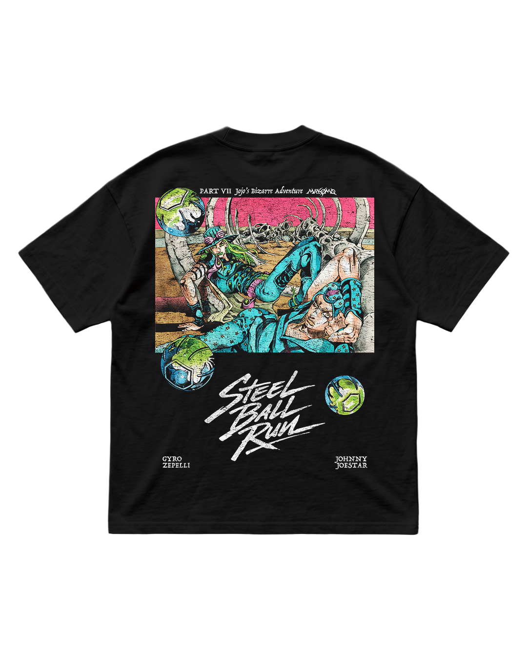 JOHNNY & GYRO  | STEEL BALL RUN | PLAYERA OVERSIZE PREMIUM NEGRA